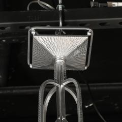 Muller Fr res Art Deco 4 Arm Frosted Glass Silvered Bronze Chandelier Signed Muller Fr res - 3899056