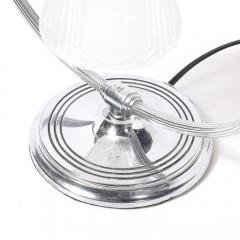 Muller Fr res Art Deco Chrome Frosted Cubist Shade Open Form Table Lamp Signed Muller Freres - 4438871