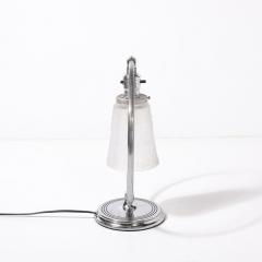 Muller Fr res Art Deco Chrome Frosted Cubist Shade Open Form Table Lamp Signed Muller Freres - 4438872