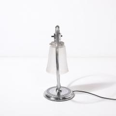 Muller Fr res Art Deco Chrome Frosted Cubist Shade Open Form Table Lamp Signed Muller Freres - 4438873