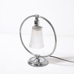 Muller Fr res Art Deco Chrome Frosted Cubist Shade Open Form Table Lamp Signed Muller Freres - 4438877