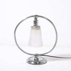 Muller Fr res Art Deco Chrome Frosted Cubist Shade Open Form Table Lamp Signed Muller Freres - 4438879