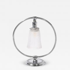 Muller Fr res Art Deco Chrome Frosted Cubist Shade Open Form Table Lamp Signed Muller Freres - 4441236