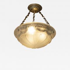 Muller Fr res French Art Deco Handblown Glass Pendant with Gilt Brass Fittings Muller Frer s - 1462953