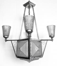 Muller Fr res French Art Deco Pendant Chandelier by Muller Freres - 3941863