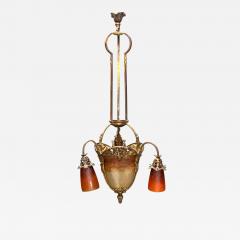 Muller Fr res Muller Fr res French Art Deco Bronze Glass Chandelier France 1920s - 4250079