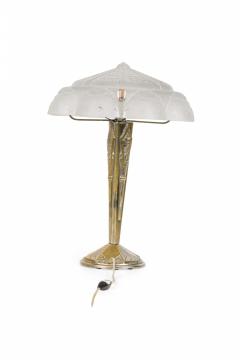 Muller Fr res Muller Freres Art Deco French Metal and Frosted Glass Table Lamp - 4274588
