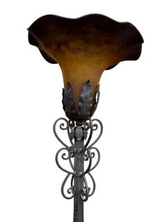 Muller Fr res SIGNED MULLER FRERES GLASS WROUGHT IRON ART DECO TORCHIERE BY FRANCOIS CARION - 4442130