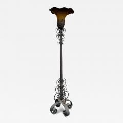 Muller Fr res SIGNED MULLER FRERES GLASS WROUGHT IRON ART DECO TORCHIERE BY FRANCOIS CARION - 4444112