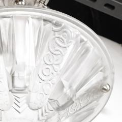 Muller Fr res Stunning Art Deco Cubist Detailed Molded Glass Chandelier signed Muller Freres - 4438775