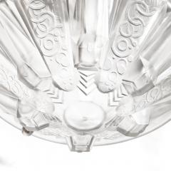 Muller Fr res Stunning Art Deco Cubist Detailed Molded Glass Chandelier signed Muller Freres - 4438777