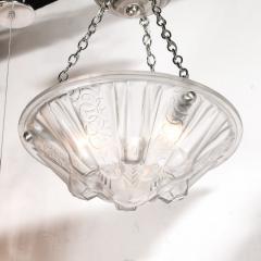 Muller Fr res Stunning Art Deco Cubist Detailed Molded Glass Chandelier signed Muller Freres - 4438779