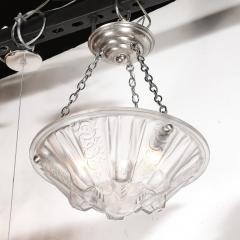 Muller Fr res Stunning Art Deco Cubist Detailed Molded Glass Chandelier signed Muller Freres - 4438780