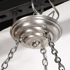 Muller Fr res Stunning Art Deco Cubist Detailed Molded Glass Chandelier signed Muller Freres - 4438782