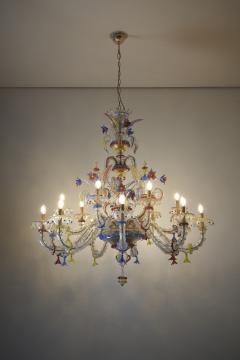 Multi Color Murano Glass Floral Chandelier 1960s - 4500454