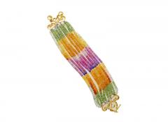 Multi Color Sapphire Bead and Diamond Bracelet in Designed 18K Yellow Gold - 3509930