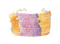 Multi Color Sapphire Bead and Diamond Bracelet in Designed 18K Yellow Gold - 3509936