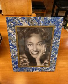 Multi color Photo Frame with lapis lazuli inserts and brass plated Italy 1960 - 1207545