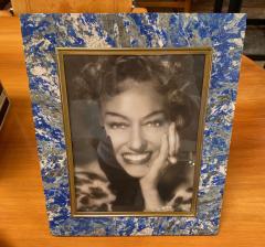 Multi color Photo Frame with lapis lazuli inserts and brass plated Italy 1960 - 1207546