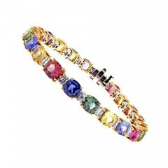 Multicolored Sapphire and Diamond Bracelet - 1009108