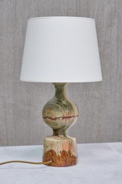 Multicolored Solid Onyx Table Lamp with Ivory Shade Italy 1970s - 3939141