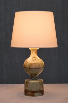 Multicolored Solid Onyx Table Lamp with Ivory Shade Italy 1970s - 3939146
