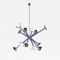 Multiforme for Cosulich Italian Contemporary Chrome Blue Glass 12 Light Sputnik - 3944338