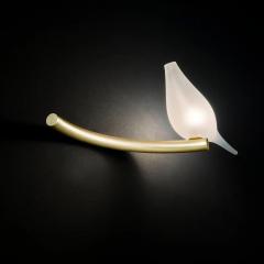 Multiforme for Cosulich Italian Organic Frosted Glass Bird Satin Gold Sconce - 3953163