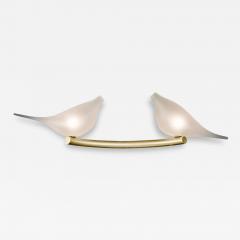 Multiforme for Cosulich Italian Organic Frosted Glass Bird Satin Gold Sconce - 3953619