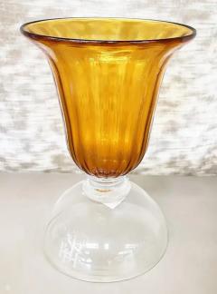 Murano Amber and Clear Glass Vase or Candleholder Acquired at Luxury Living - 4045371