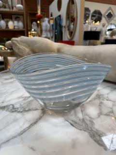 Murano Art Glass Bowl with Blue Stripes - 4373178