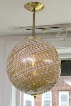 Murano Blown Wheat Gold Swirl Globe Pendant Contemporary UL Certified - 3282423