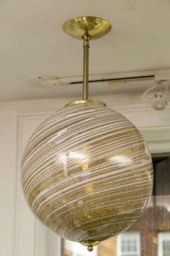 Murano Blown Wheat Gold Swirl Globe Pendant Contemporary UL Certified - 3282426