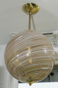 Murano Blown Wheat Gold Swirl Globe Pendant Contemporary UL Certified - 3282433