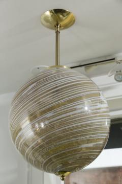 Murano Blown Wheat Gold Swirl Globe Pendant Contemporary UL Certified - 3282457