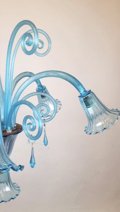 Murano Blue Glass Chandelier 5 Arms Of Light 1940s - 3612034