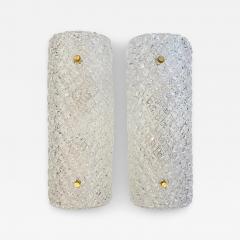 Murano Clear Textured Glass Wall Sconces Available Now Pair Current Production - 3527601