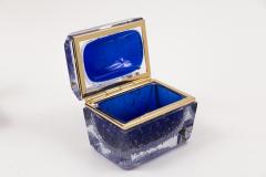 Murano Cobalt Blue Pulegoso Chamfered Rectangular Box - 1710240