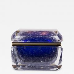 Murano Cobalt Blue Pulegoso Chamfered Rectangular Box - 1712223