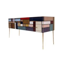 Murano Coloured Glass and Brass Sideboard Composed of 6 Drawers - 2989749