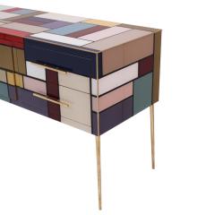 Murano Coloured Glass and Brass Sideboard Composed of 6 Drawers - 2989750