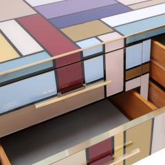 Murano Coloured Glass and Brass Sideboard Composed of 6 Drawers - 2989752