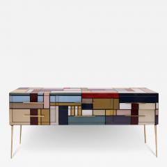 Murano Coloured Glass and Brass Sideboard Composed of 6 Drawers - 2991228