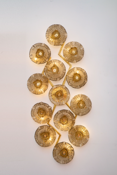 Murano Glass Amber Flowers Burst Wall Sconces Flush Ceiling Lights  - 3833308