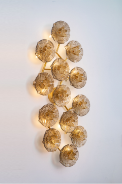 Murano Glass Amber Flowers Burst Wall Sconces Flush Ceiling Lights  - 3833327