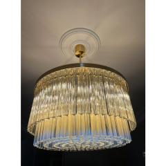Murano Glass Chandelier With Clear Triedo Glass Italian Pure Art - 4460459
