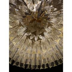 Murano Glass Chandelier With Clear Triedo Glass Italian Pure Art - 4460462