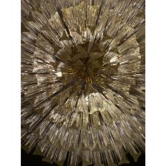 Murano Glass Chandelier With Clear Triedo Glass Italian Pure Art - 4460463