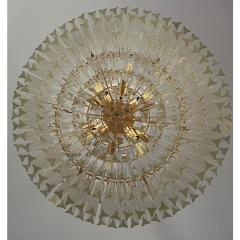 Murano Glass Chandelier With Clear Triedo Glass Italian Pure Art - 4460464
