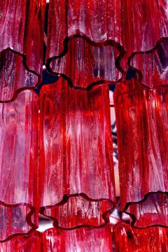 Murano Glass Fuchsia Red Stunning Tronchi Chandelier 1970 - 1728193